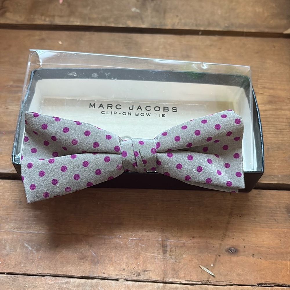 Marc Jacobs clip on bow tie polka dot purple grey gray men’s fancy formal wear
